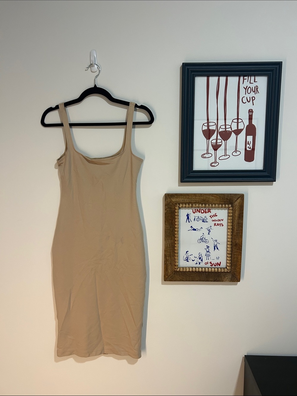 American Apparel Beige Scoop Neck Slim Tank Dress
